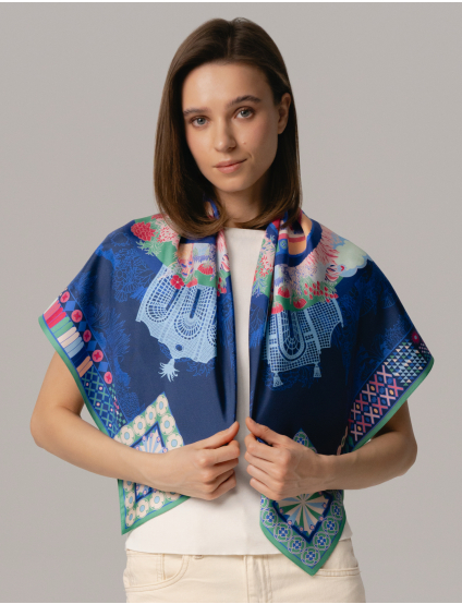 Картинка Шовкова хустина «Garden Navy»